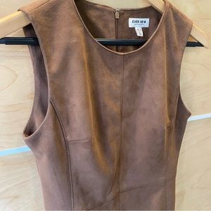 Tan Faux Suede Mini Dress with Paneling